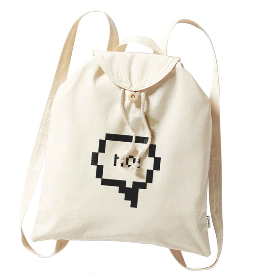 No organic cotton backpack tote with wooden buttons in natural