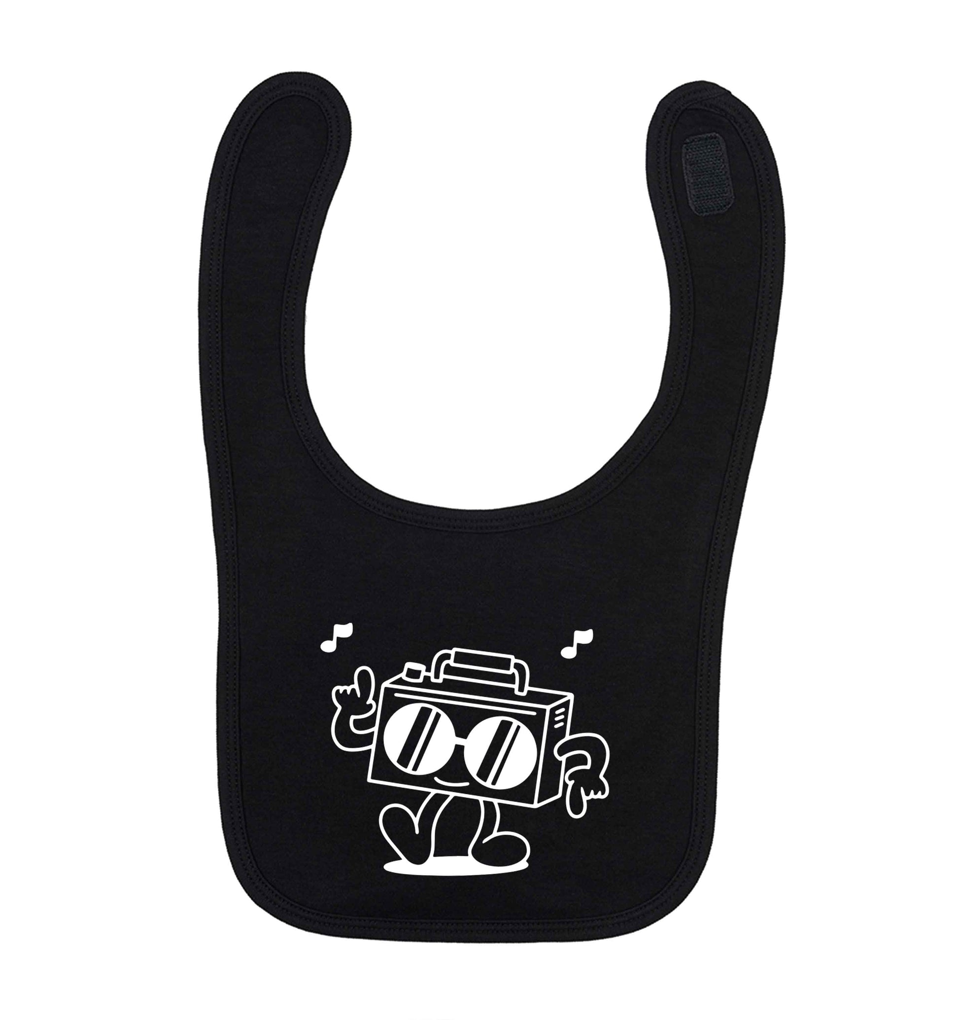 Boombox black baby bib