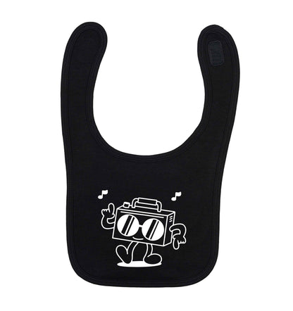 Boombox black baby bib
