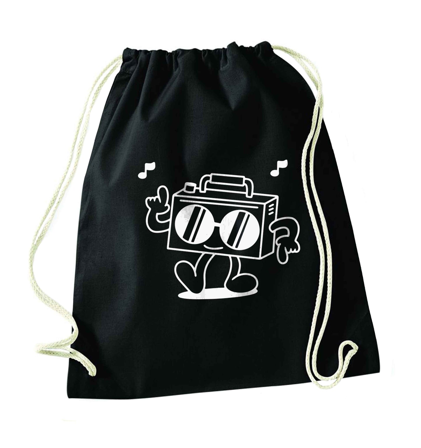 Boombox black drawstring bag