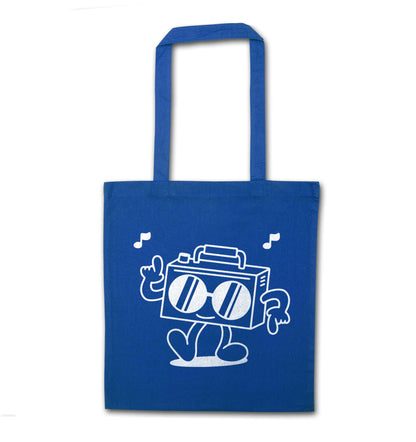 Boombox blue tote bag