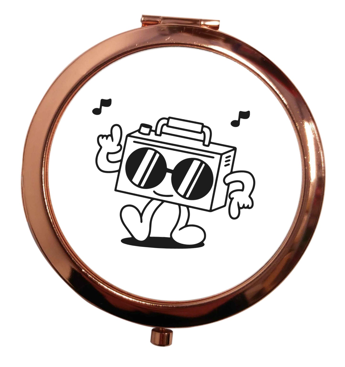 Boombox rose gold circle pocket mirror