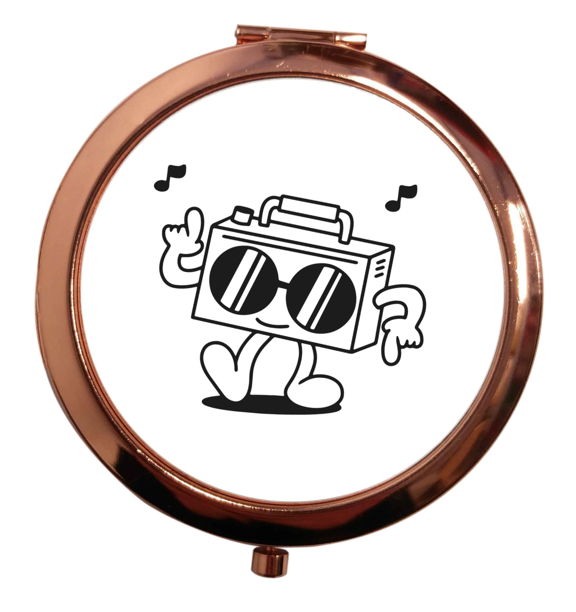 Boombox rose gold circle pocket mirror