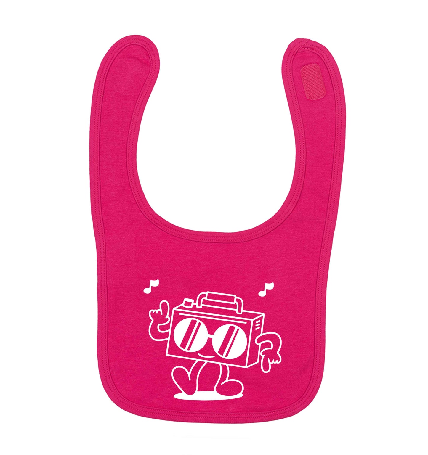 Boombox dark pink baby bib