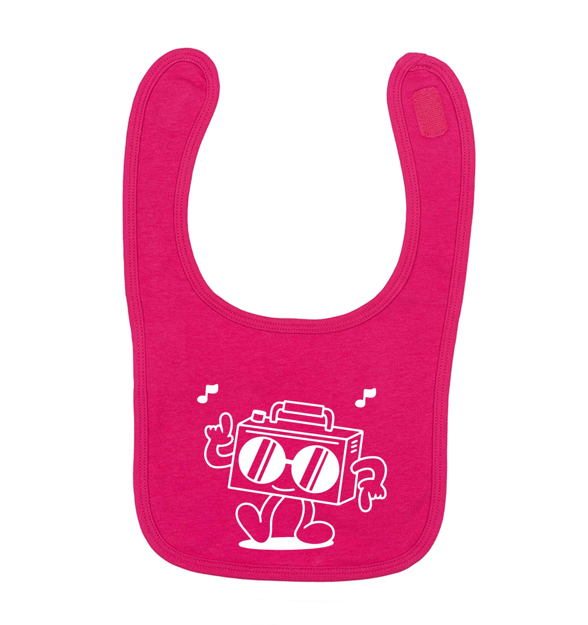 Boombox dark pink baby bib