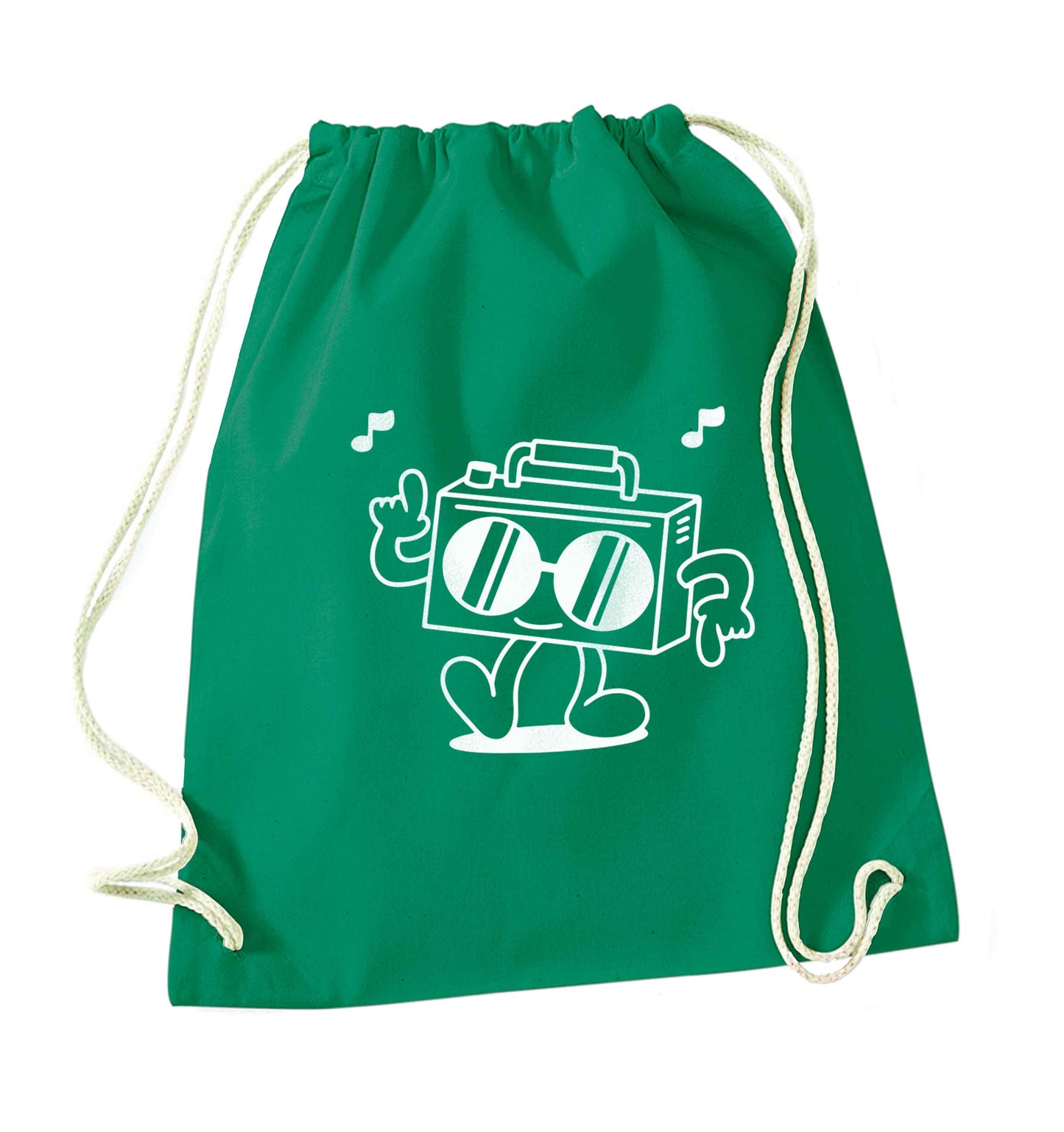 Boombox green drawstring bag