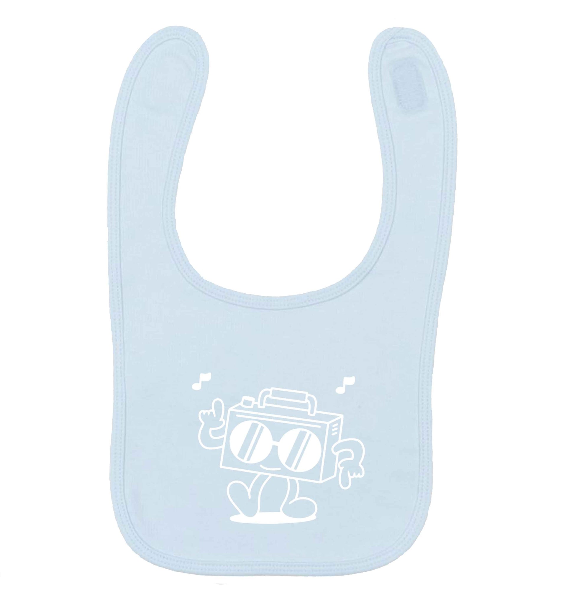 Boombox pale blue baby bib