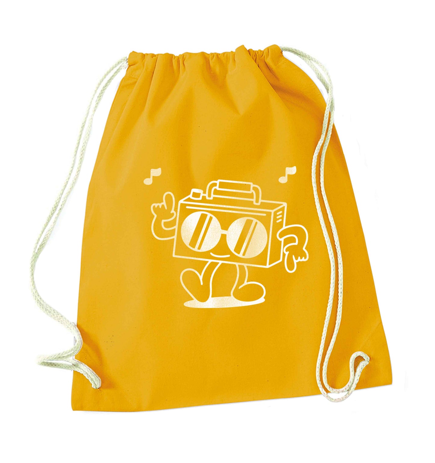 Boombox mustard drawstring bag