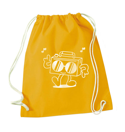 Boombox mustard drawstring bag
