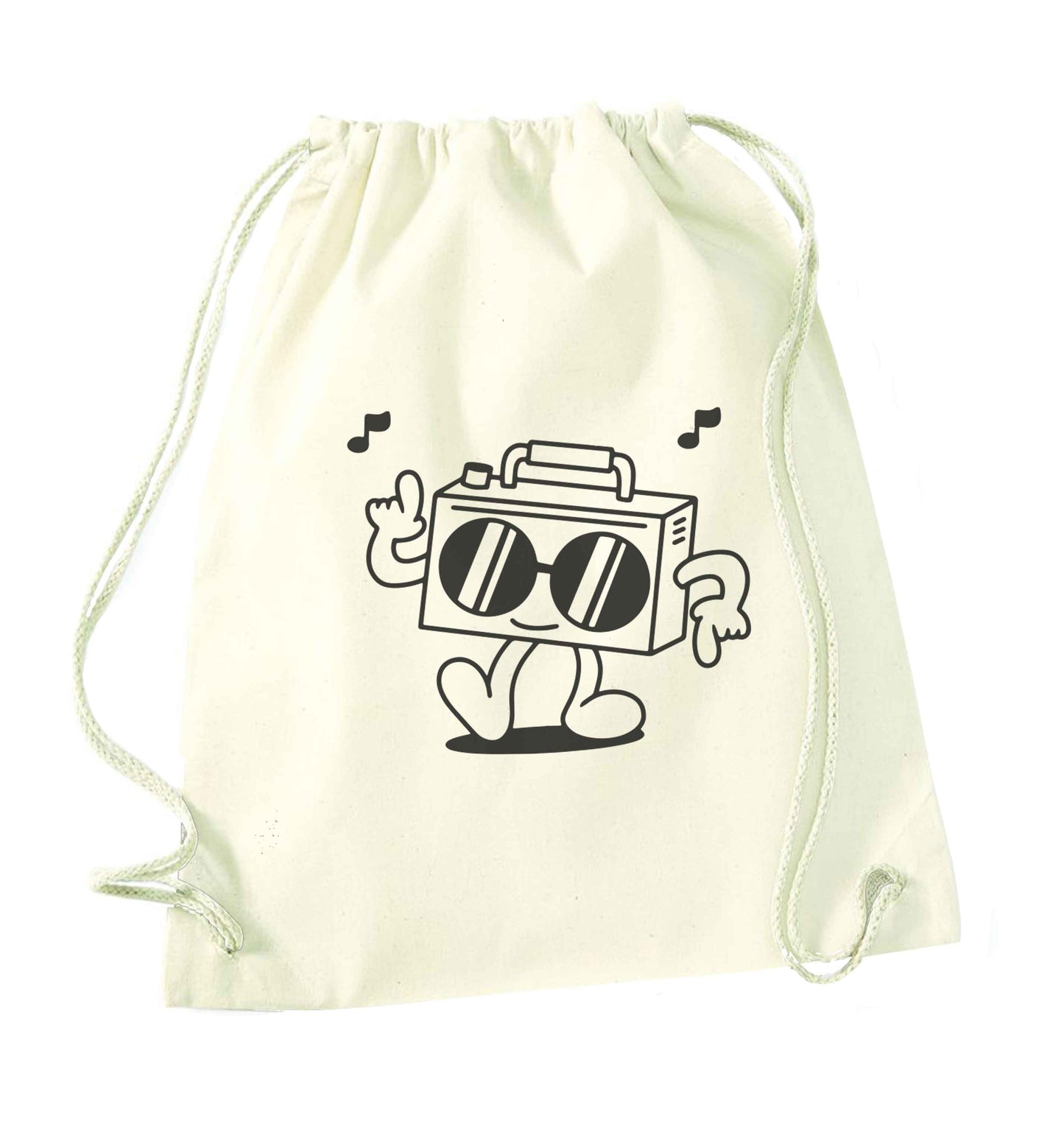Boombox natural drawstring bag