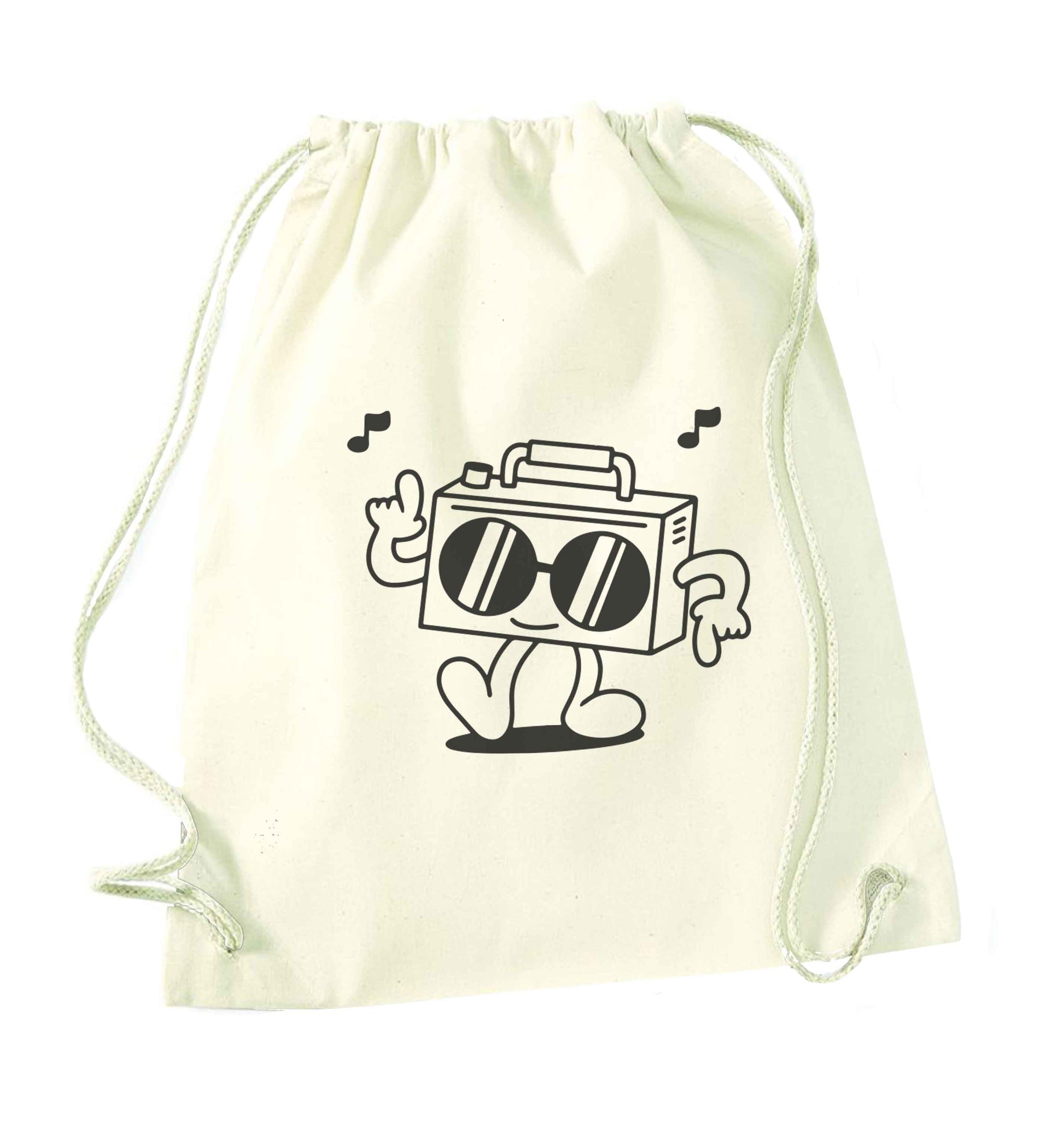 Boombox natural drawstring bag