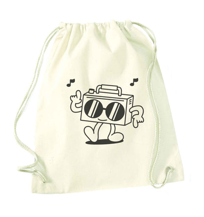 Boombox natural drawstring bag