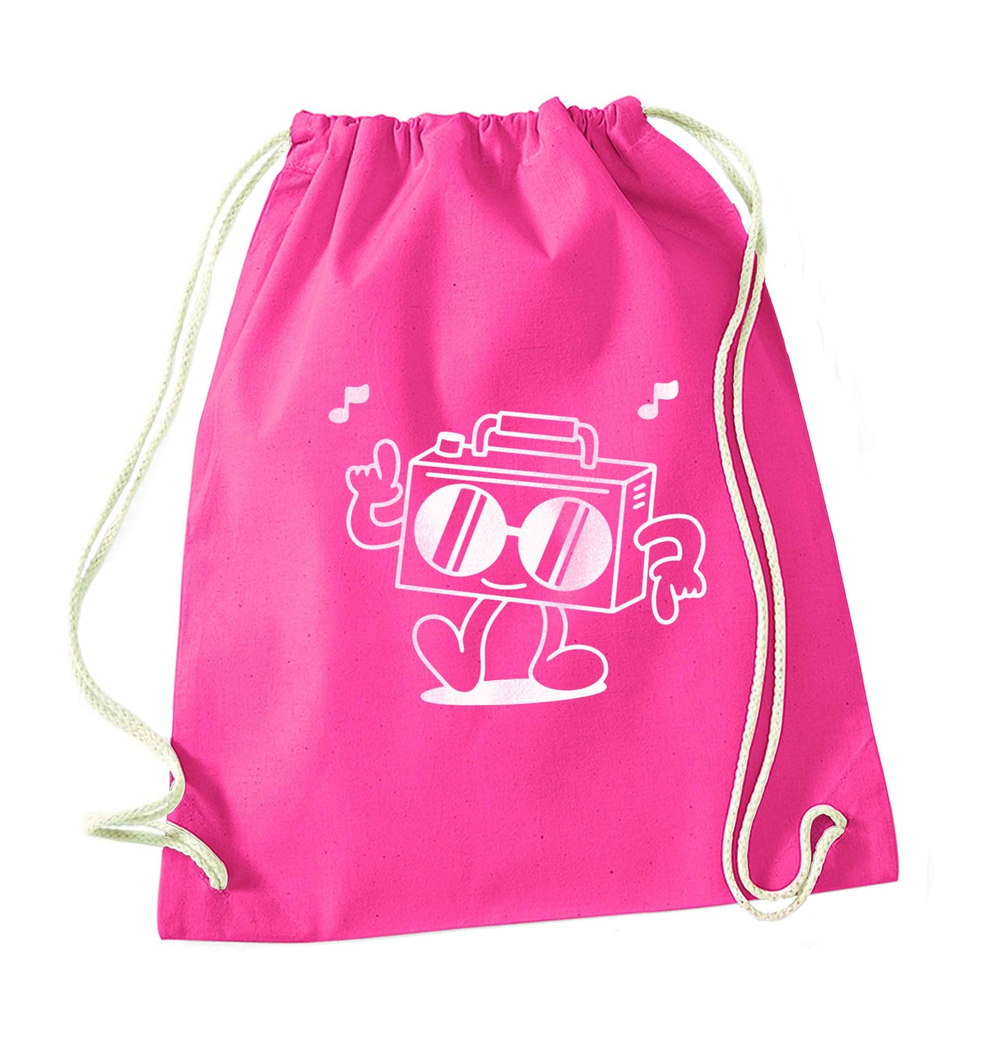Boombox pink drawstring bag