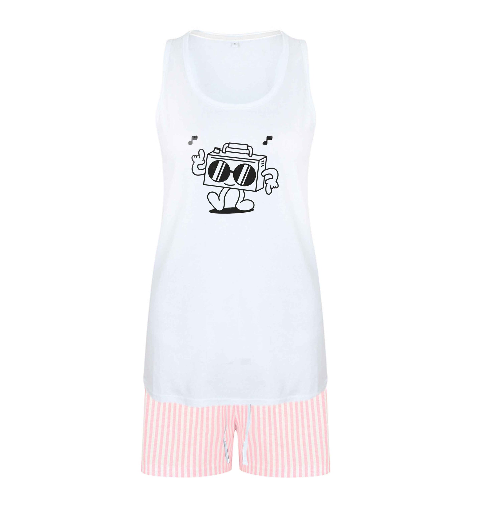 Boombox size XL women's pyjama shorts set in pink 