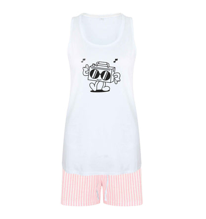Boombox size XL women's pyjama shorts set in pink 