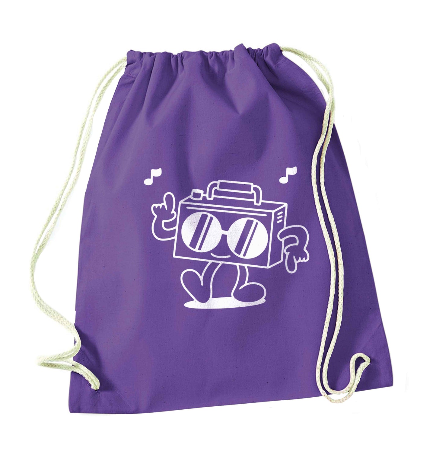 Boombox purple drawstring bag