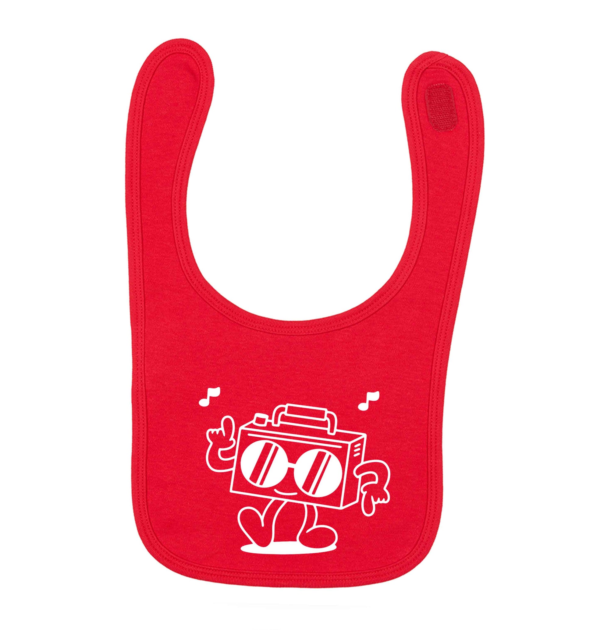 Boombox red baby bib