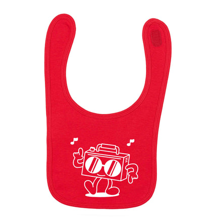 Boombox red baby bib