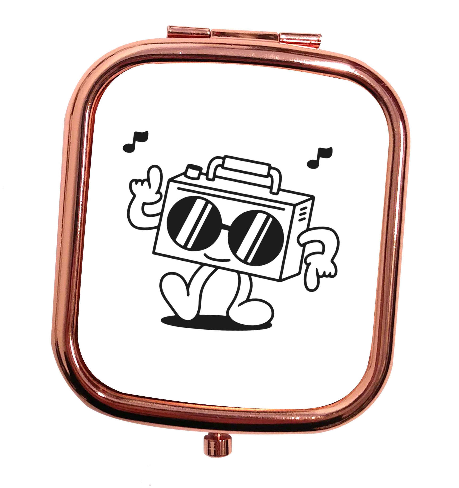 Boombox rose gold square pocket mirror
