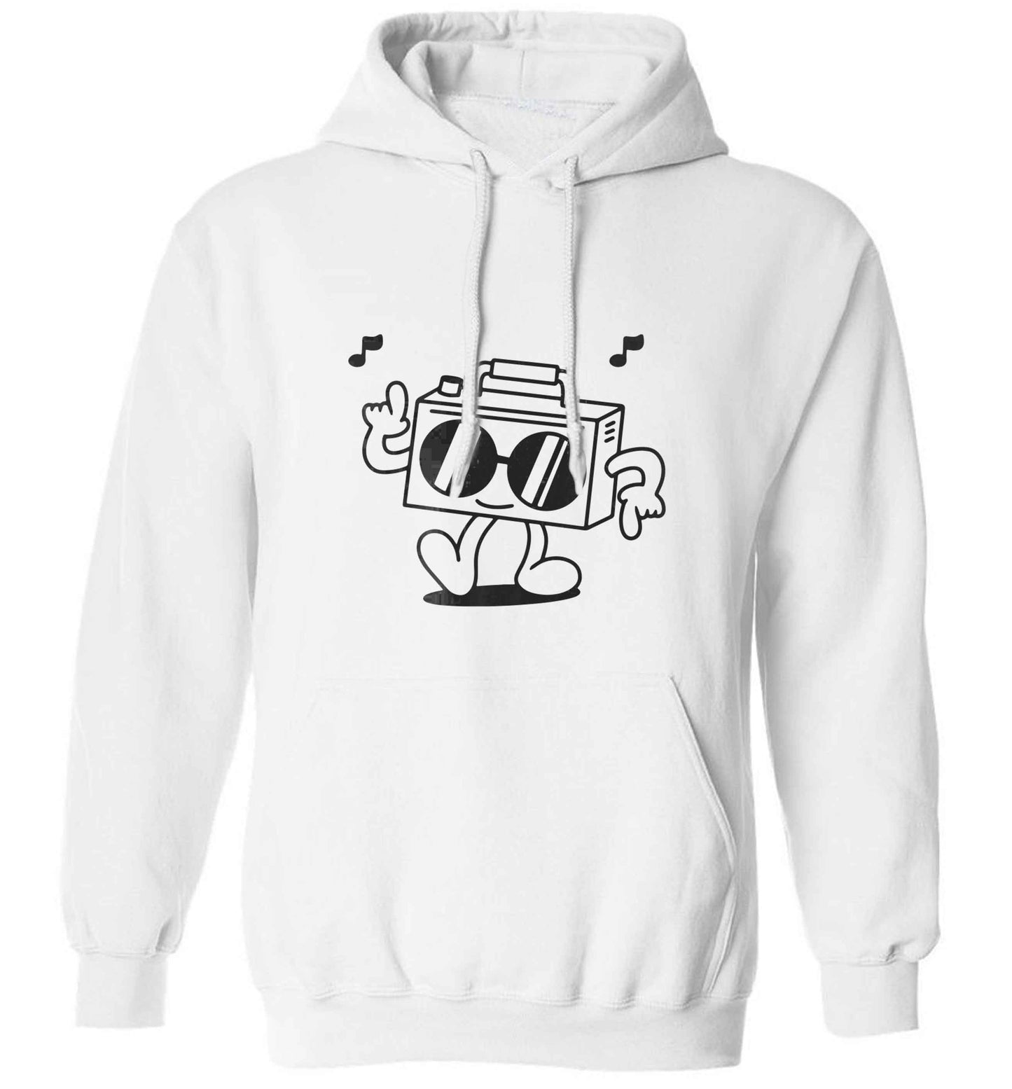Boombox adults unisex white hoodie 2XL
