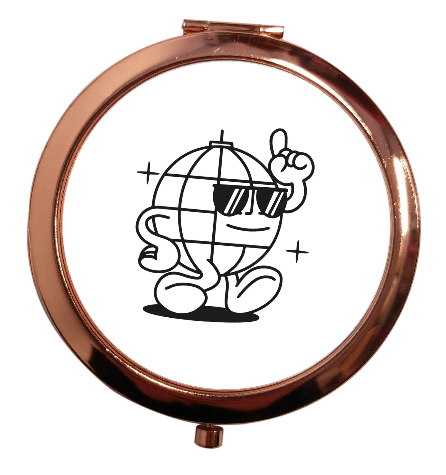 Disco ball rose gold circle pocket mirror