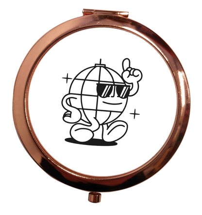 Disco ball rose gold circle pocket mirror