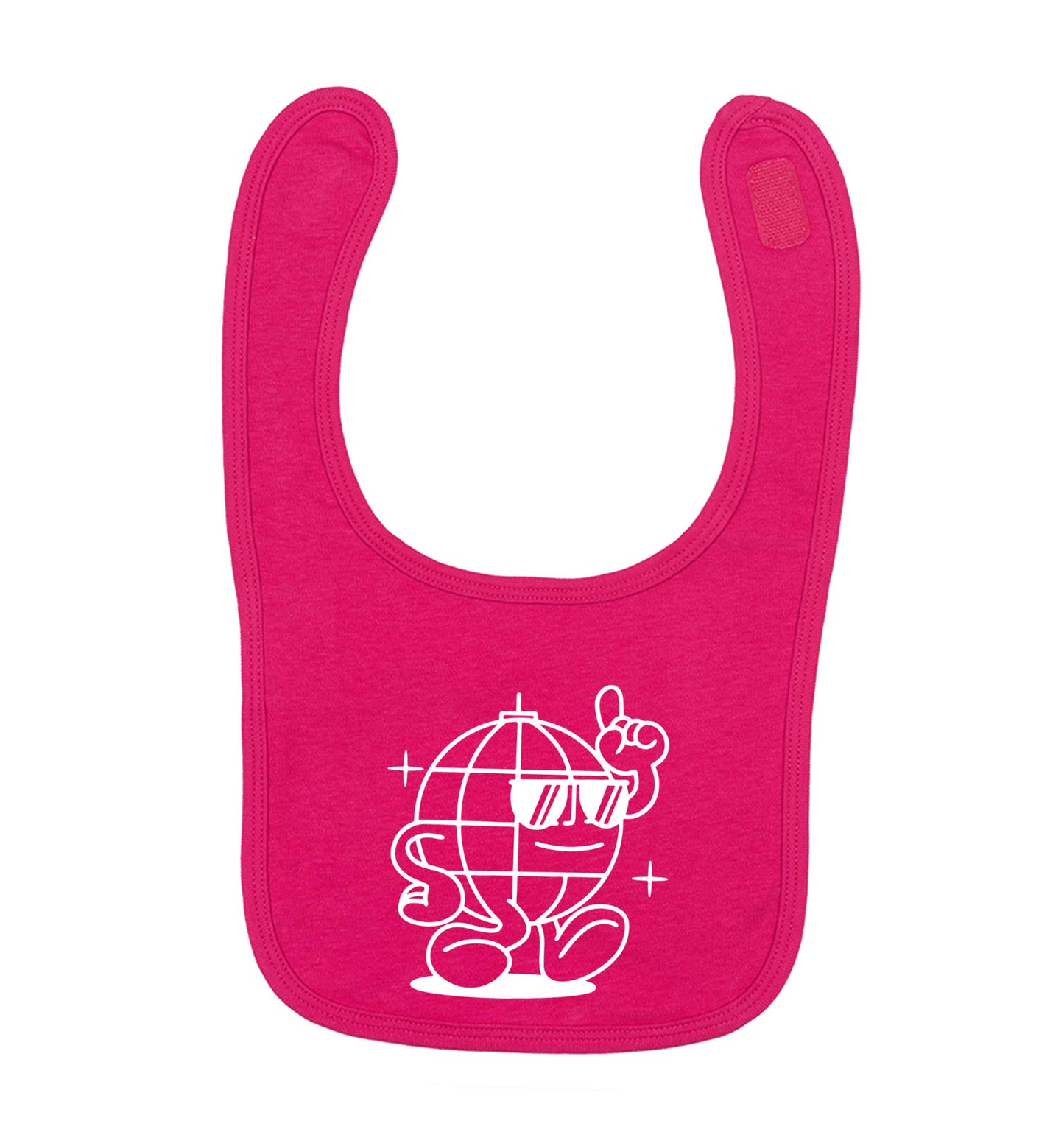 Disco ball dark pink baby bib