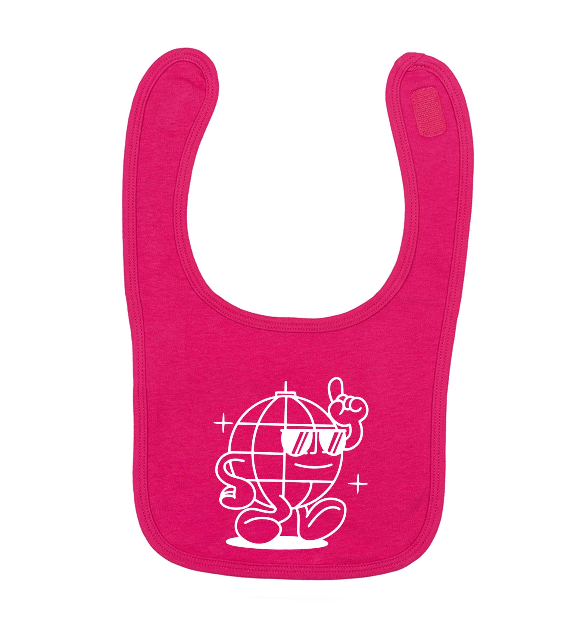 Disco ball dark pink baby bib