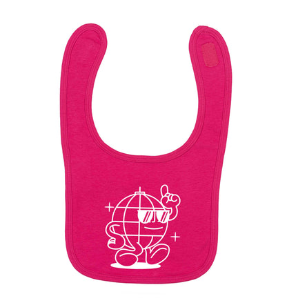 Disco ball dark pink baby bib