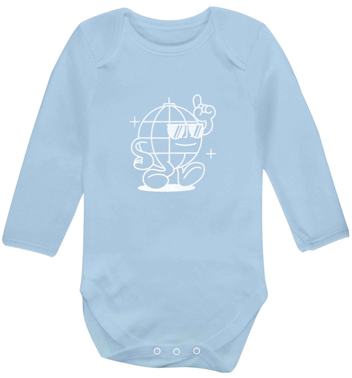 Disco ball baby vest long sleeved pale blue 6-12 months