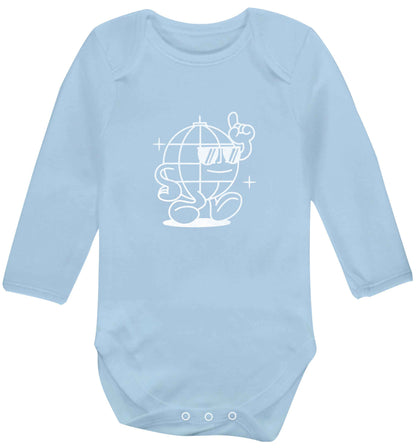 Disco ball baby vest long sleeved pale blue 6-12 months