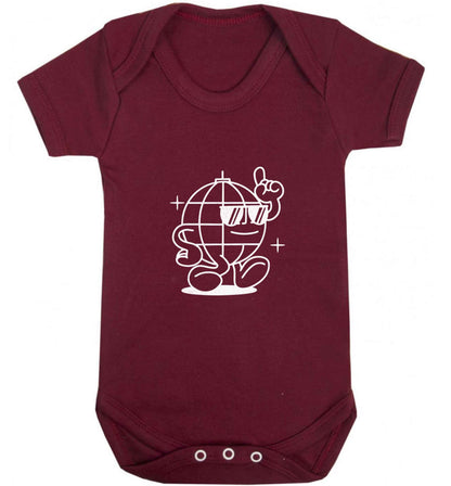 Disco ball baby vest maroon 18-24 months