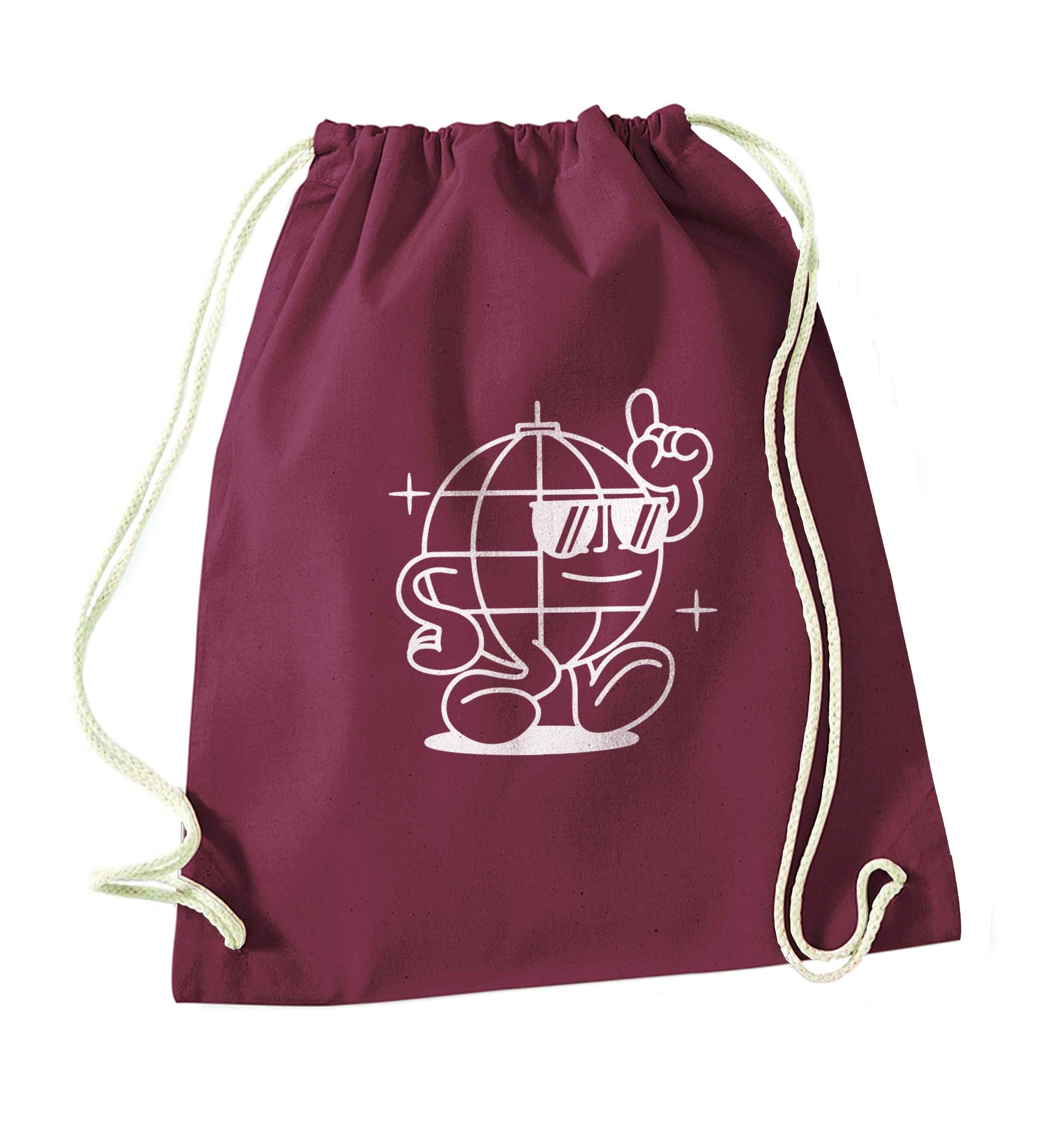 Disco ball maroon drawstring bag