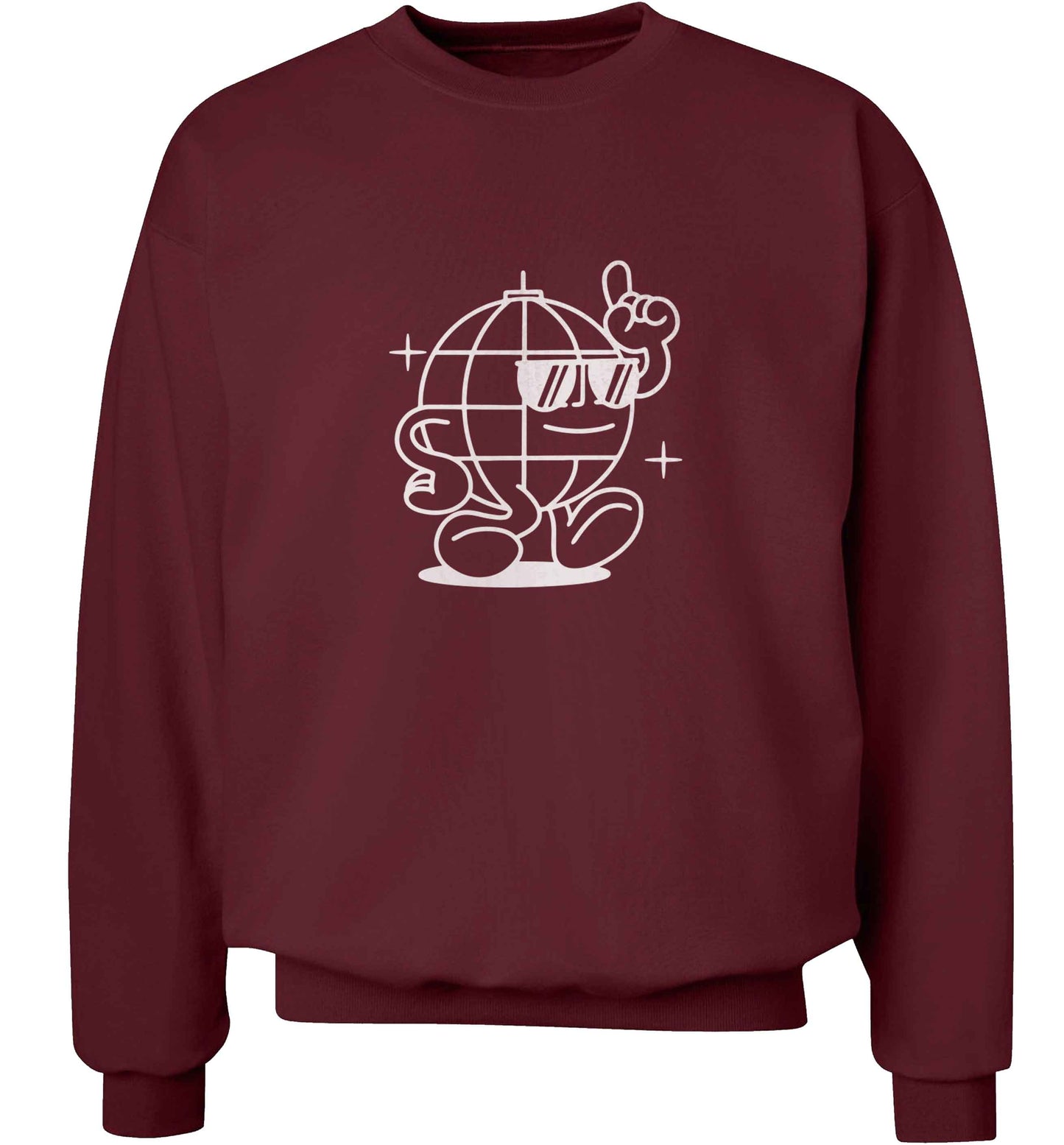 Disco ball adult's unisex maroon sweater 2XL