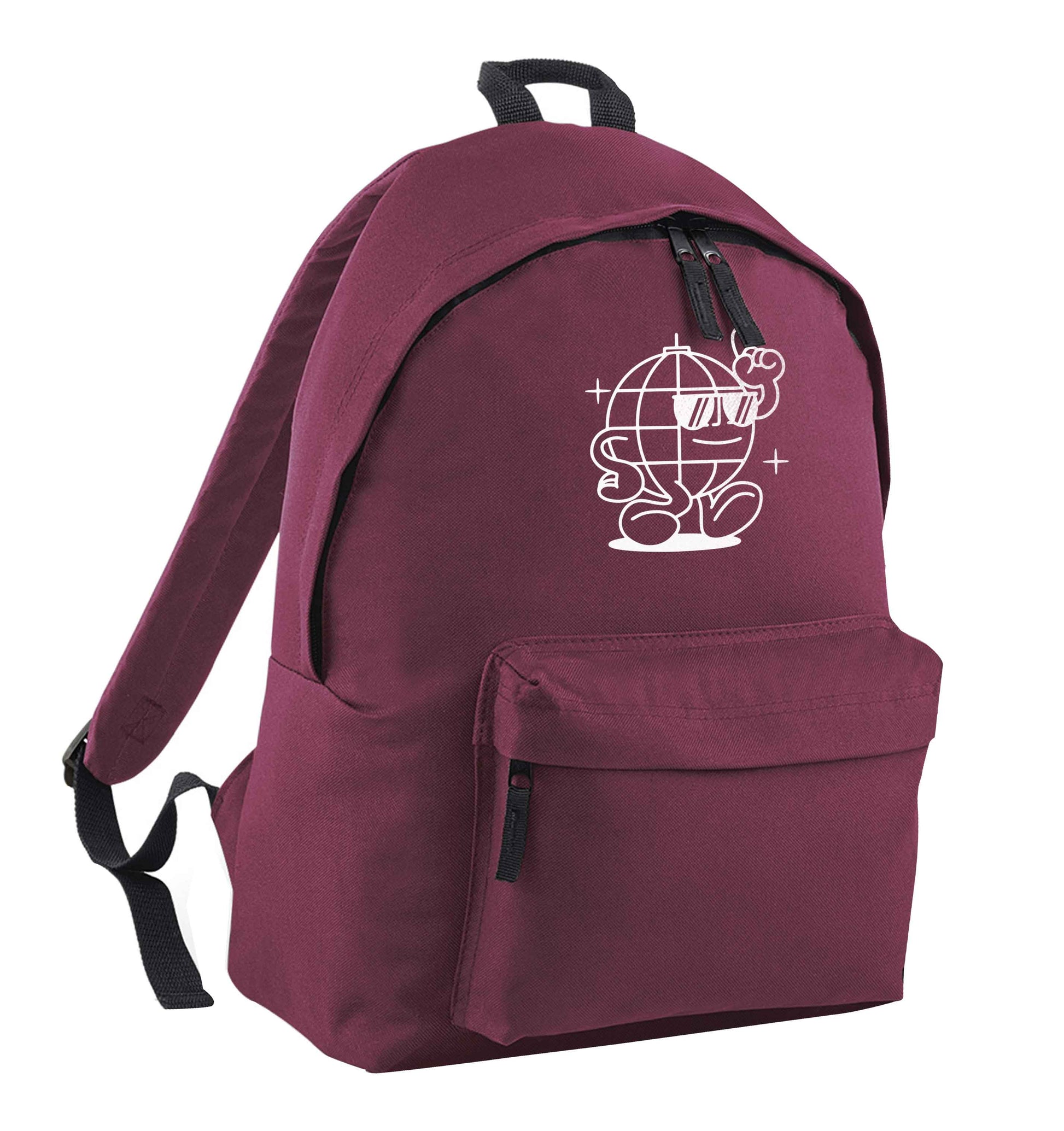 Disco ball maroon adults backpack