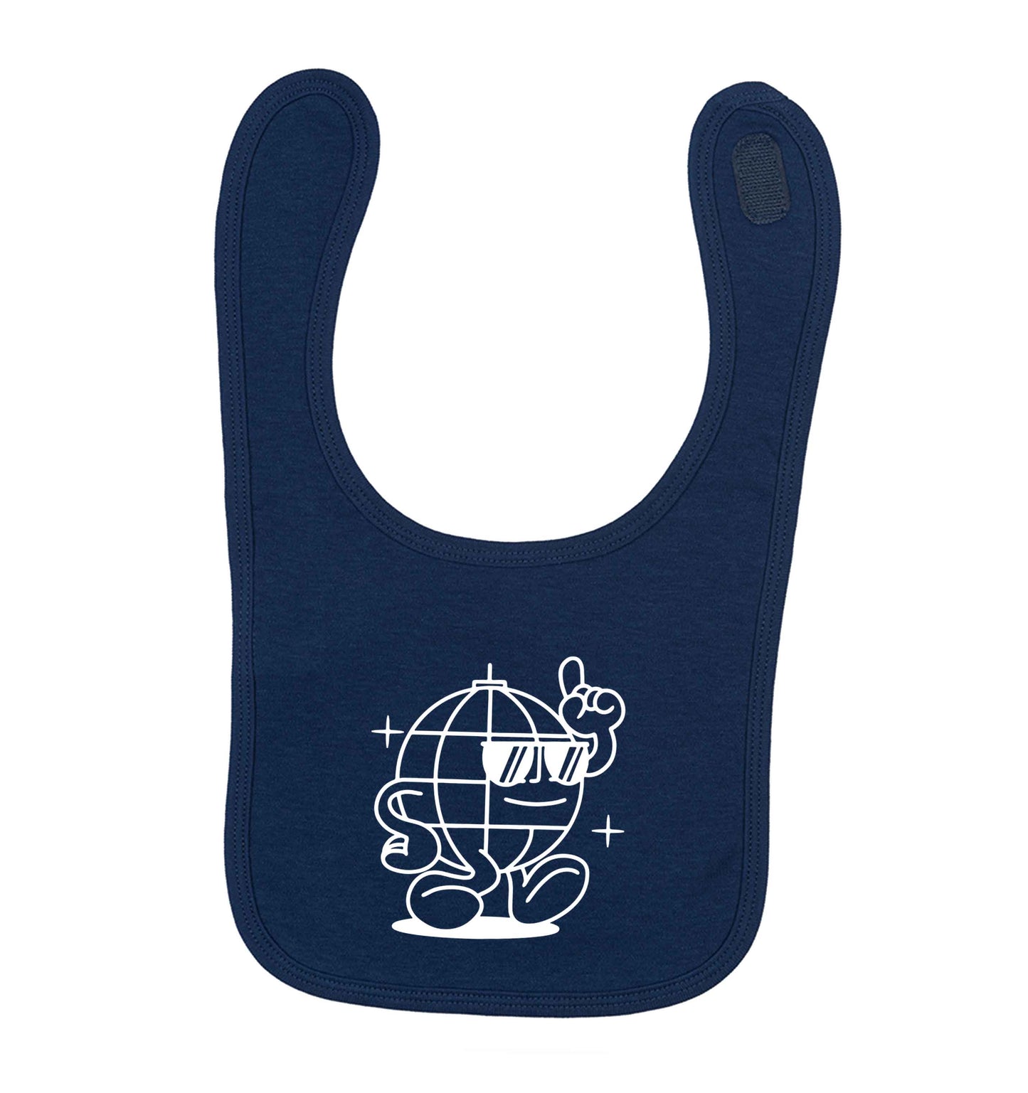 Disco ball navy baby bib