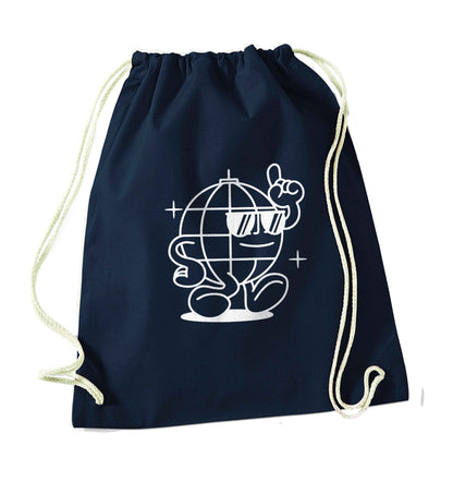 Disco ball navy drawstring bag