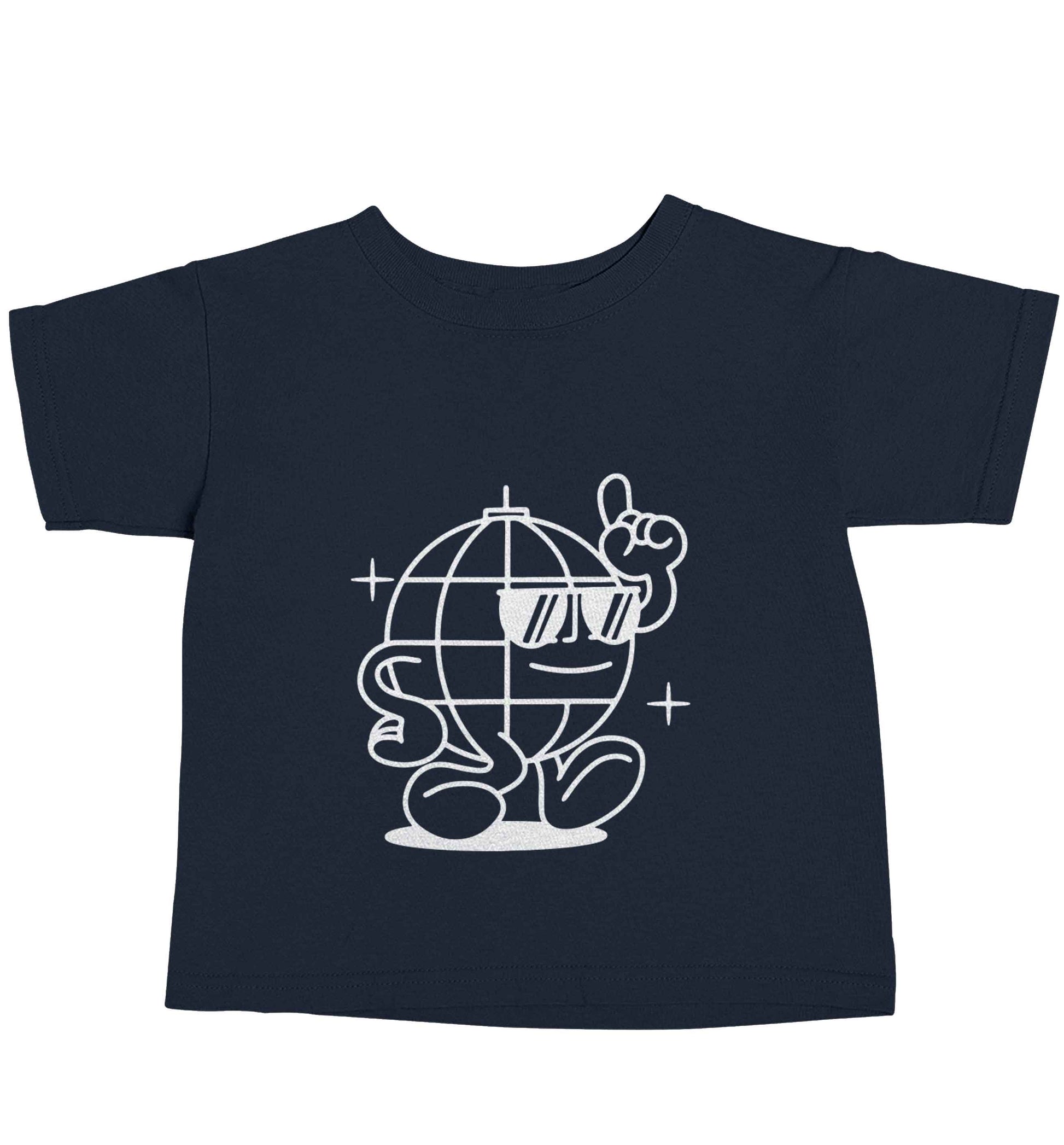 Disco ball navy baby toddler Tshirt 2 Years