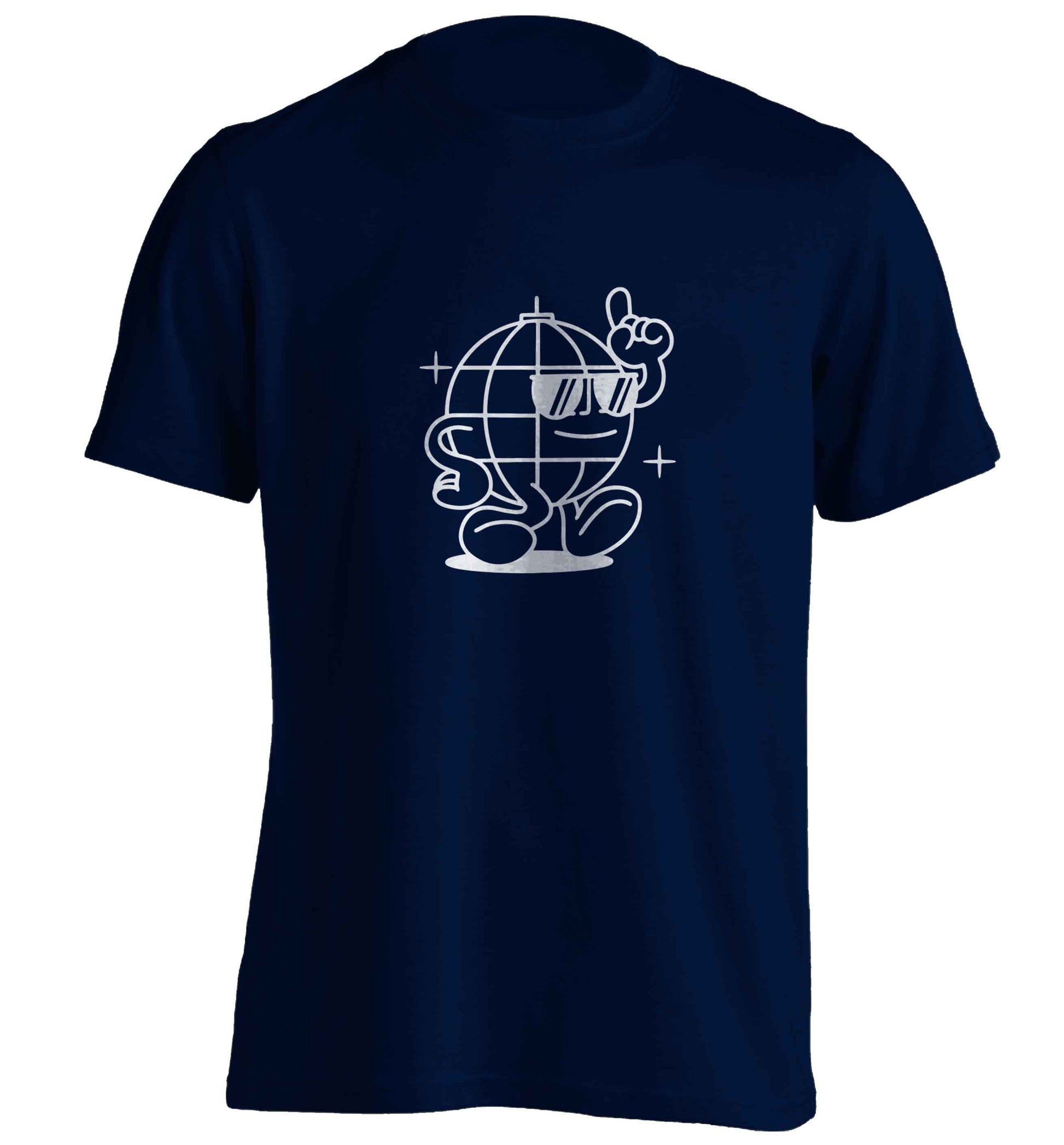 Disco ball adults unisex navy Tshirt 2XL