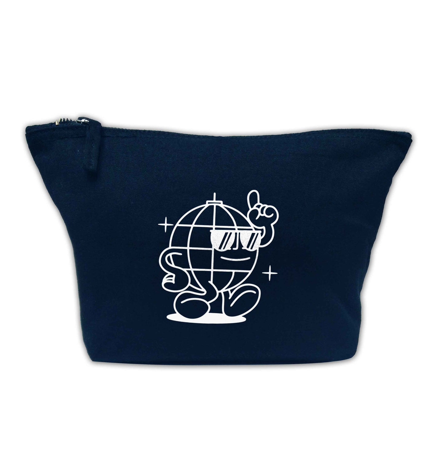 Disco ball navy makeup bag