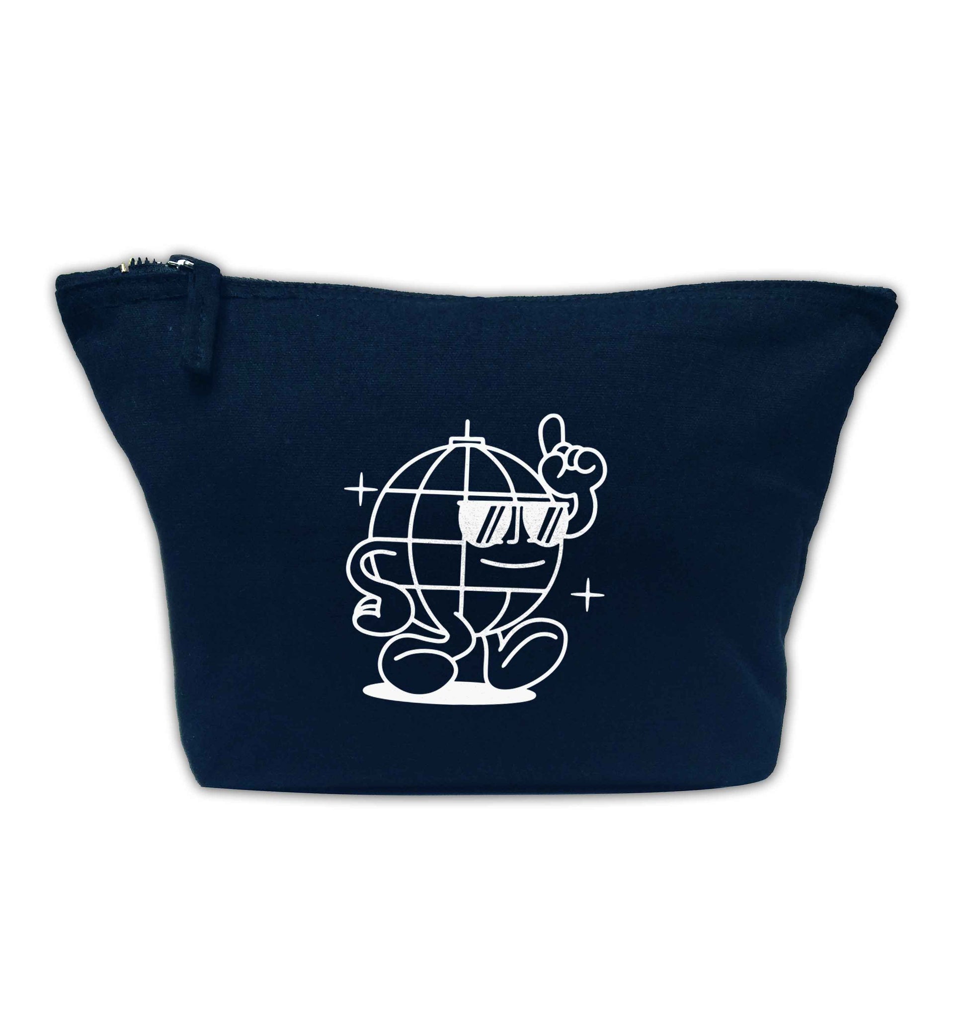Disco ball navy makeup bag