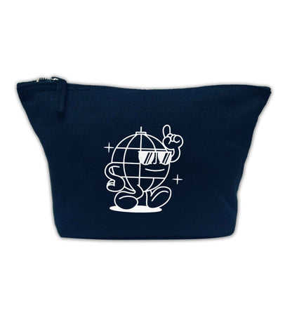Disco ball navy makeup bag