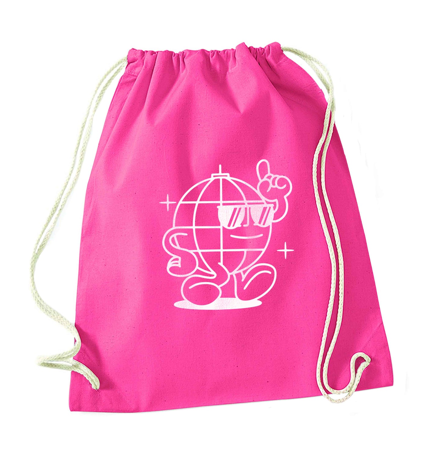Disco ball pink drawstring bag