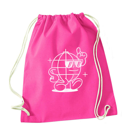 Disco ball pink drawstring bag