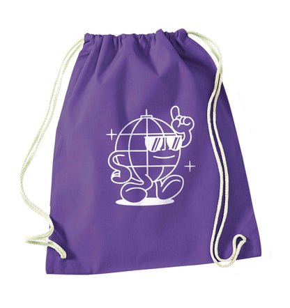 Disco ball purple drawstring bag
