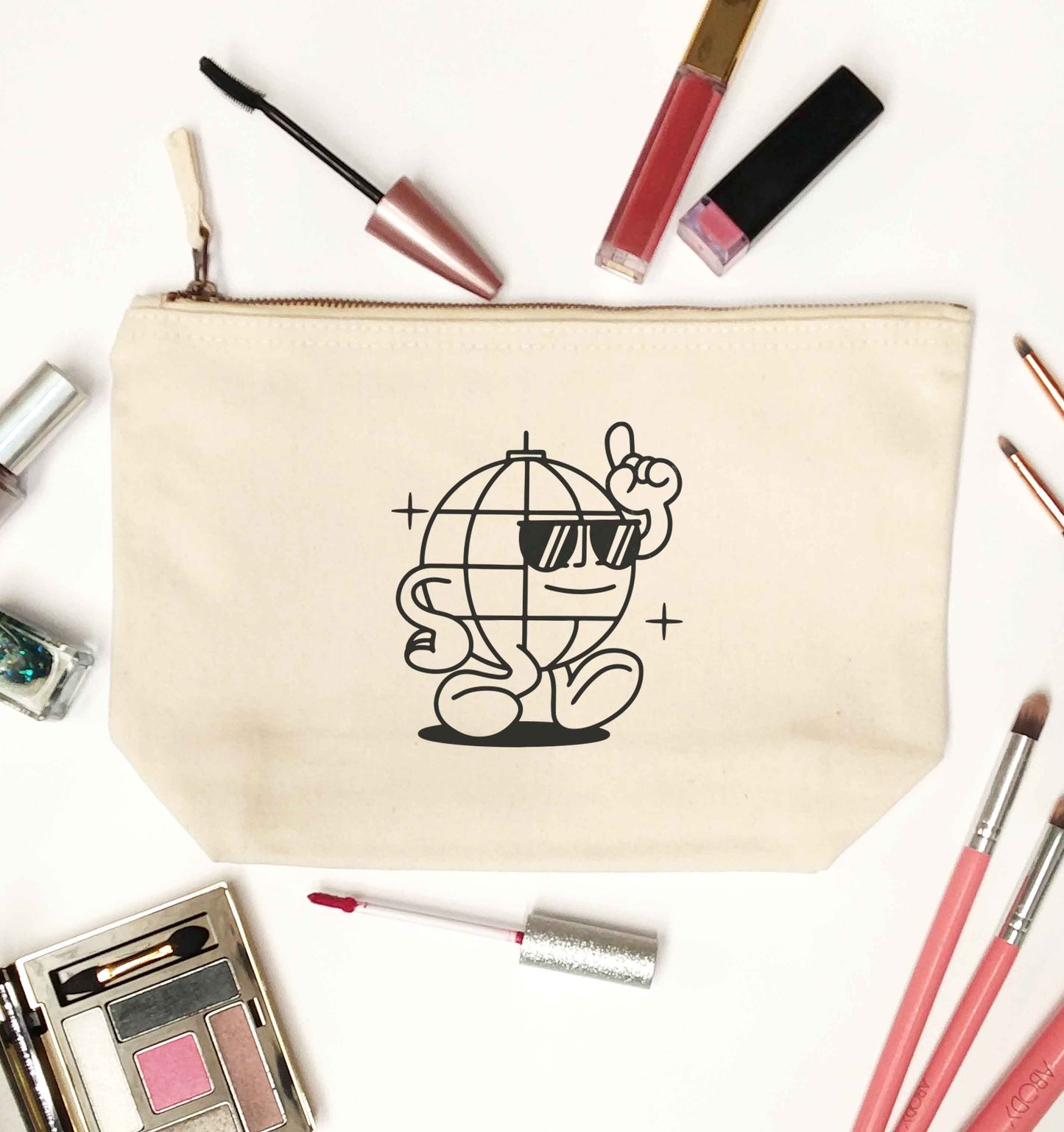 Disco ball natural makeup bag