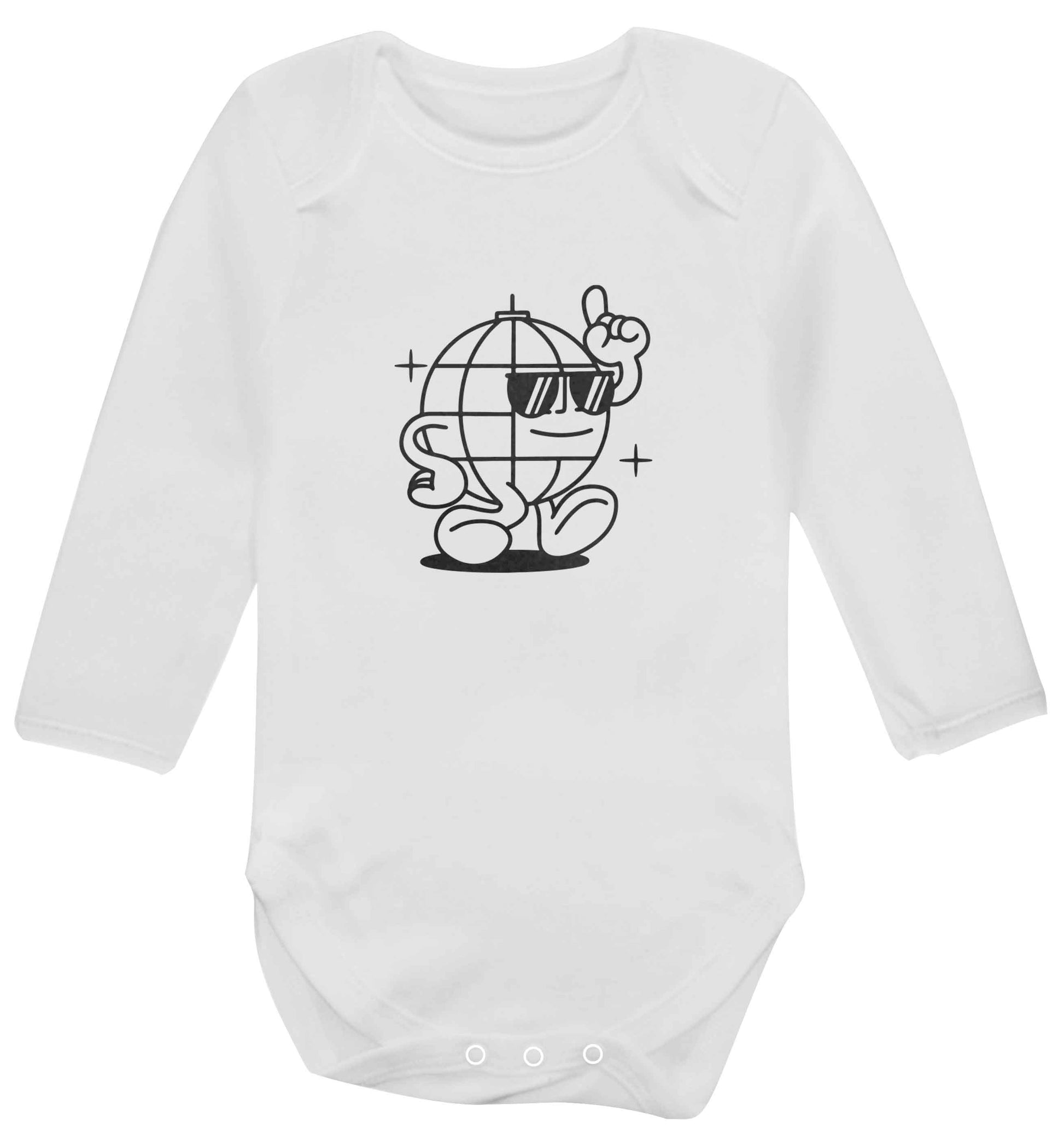 Disco ball baby vest long sleeved white 6-12 months
