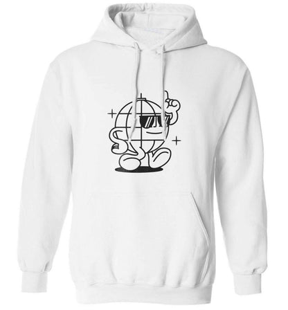 Disco ball adults unisex white hoodie 2XL