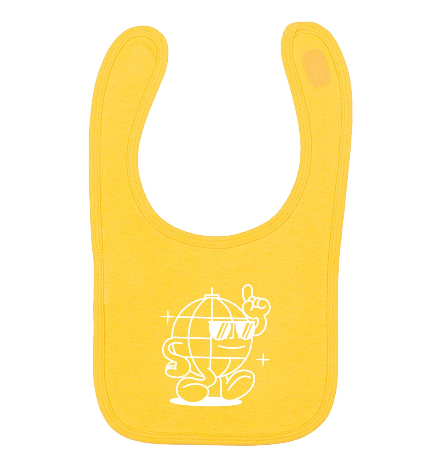 Disco ball yellow baby bib