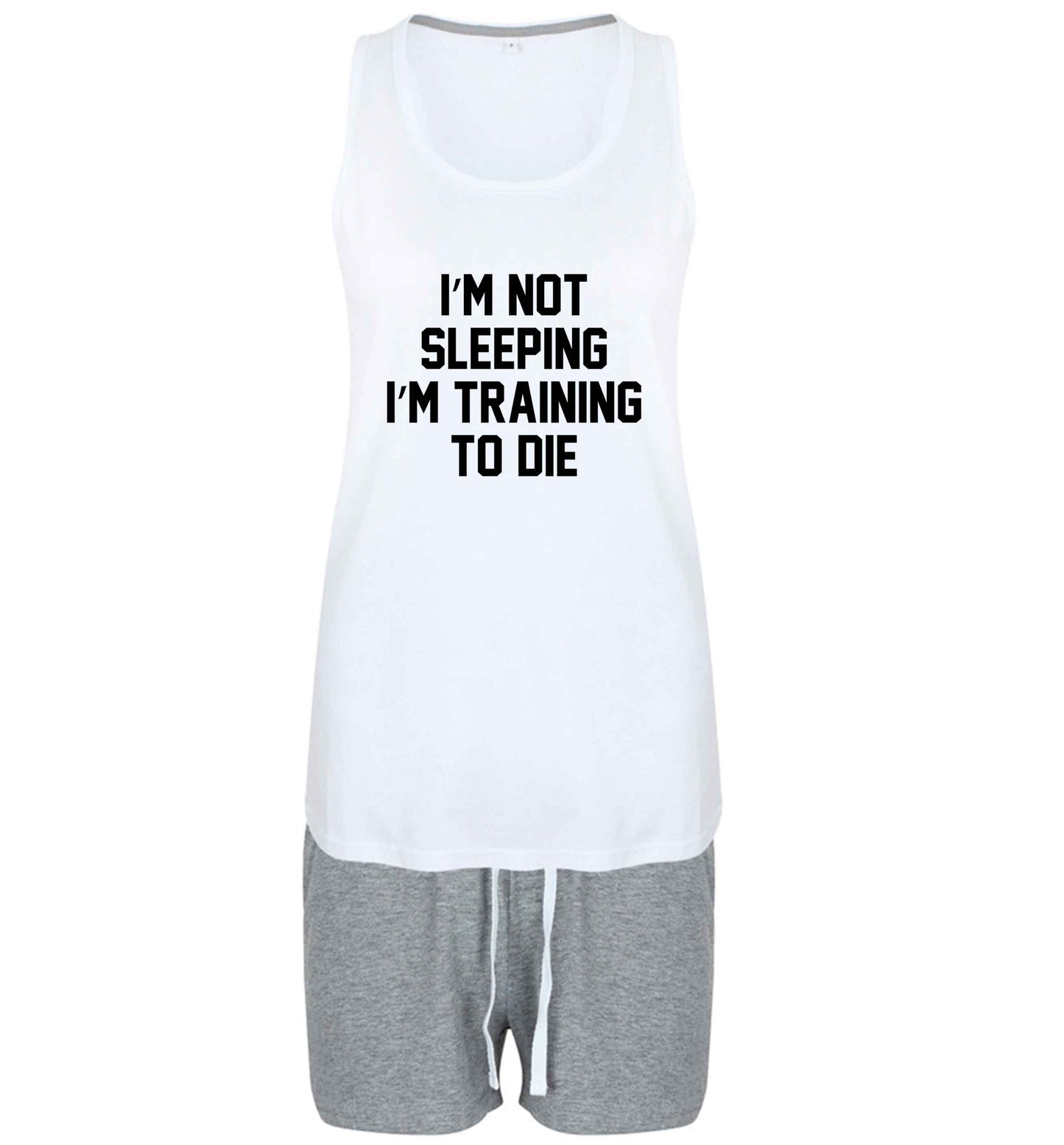 I'm not sleeping I'm training to die size XL women's pyjama shorts set in pink 